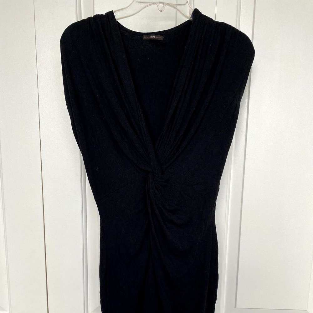 Black Twist Front Midi Dress